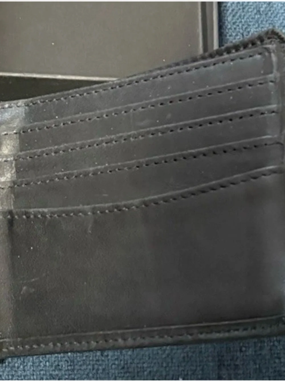 Executive Charcoal Black Leather Bi-Fold Wallet